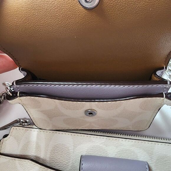 COACH C3328 Poppy Crossbody With Card Case Signature Canvas Leather Chalk Purple - Picture 4 of 4